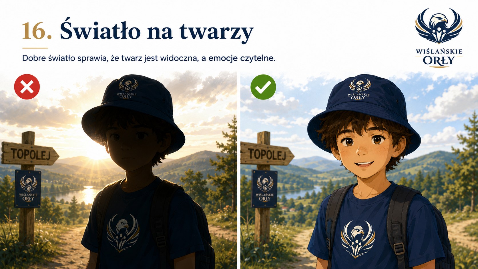 Światło na twarzy